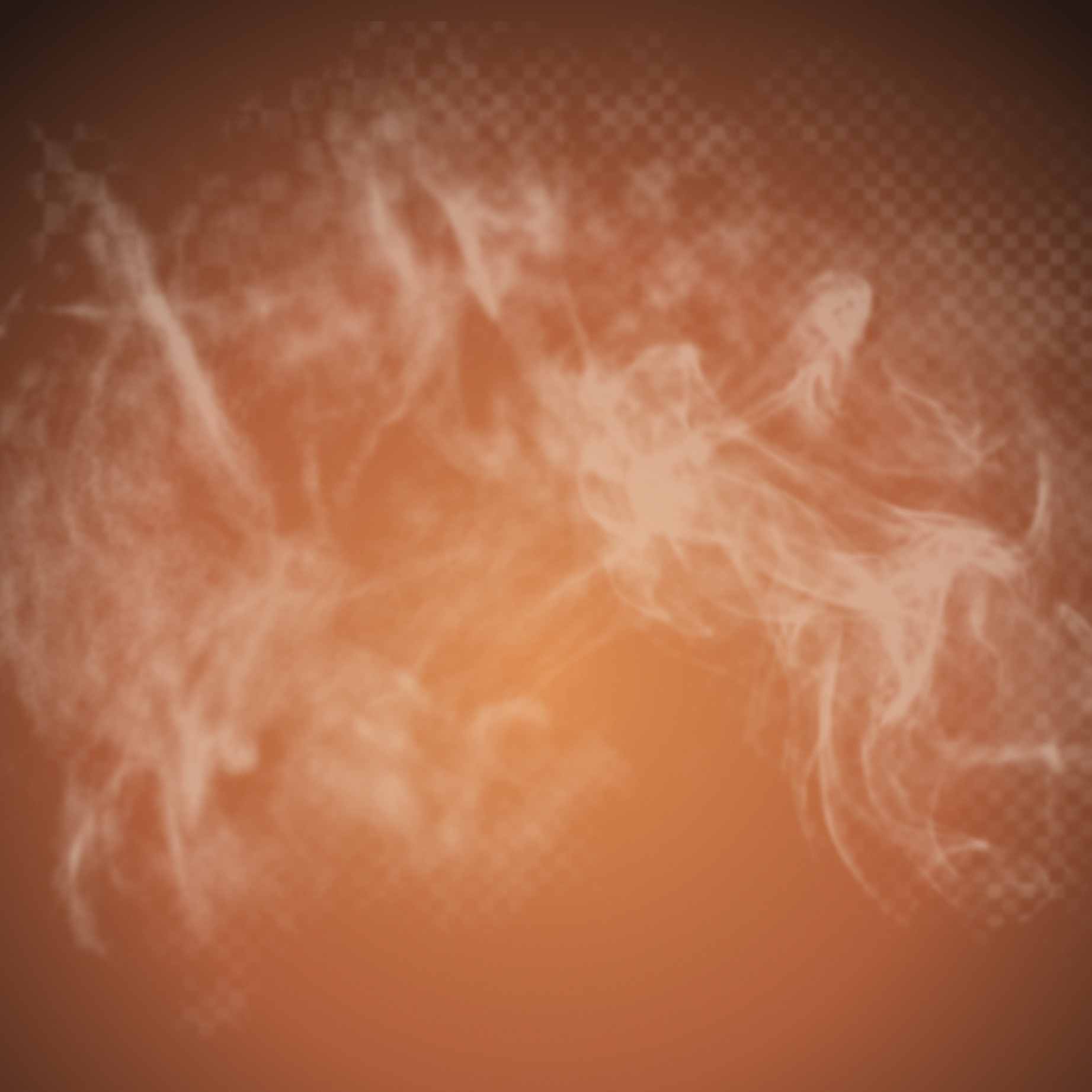 Steam and haze with a terracotta glow — heat as a deliberate condition.